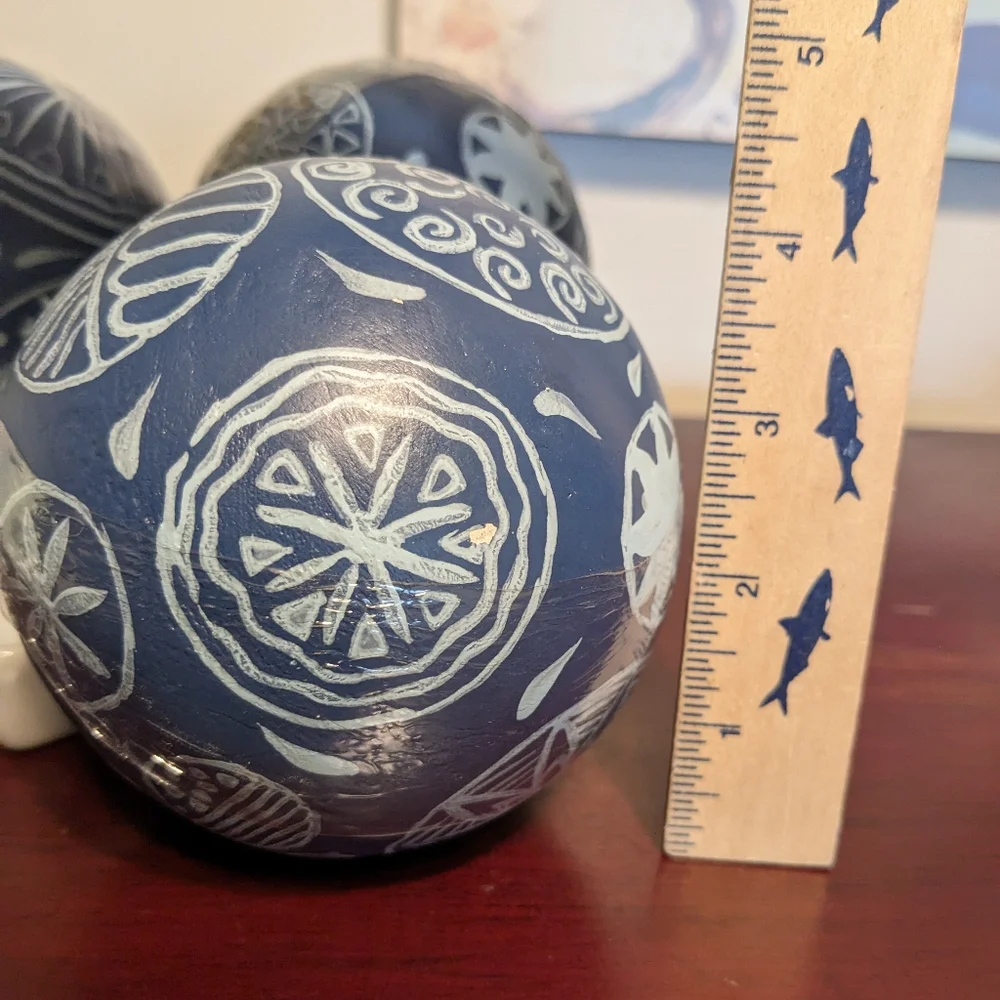 Pier 1 Imports Wood Decor Balls Hand Painted 4